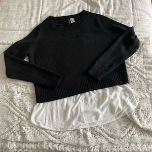 Divided Black Sweater with Underlay